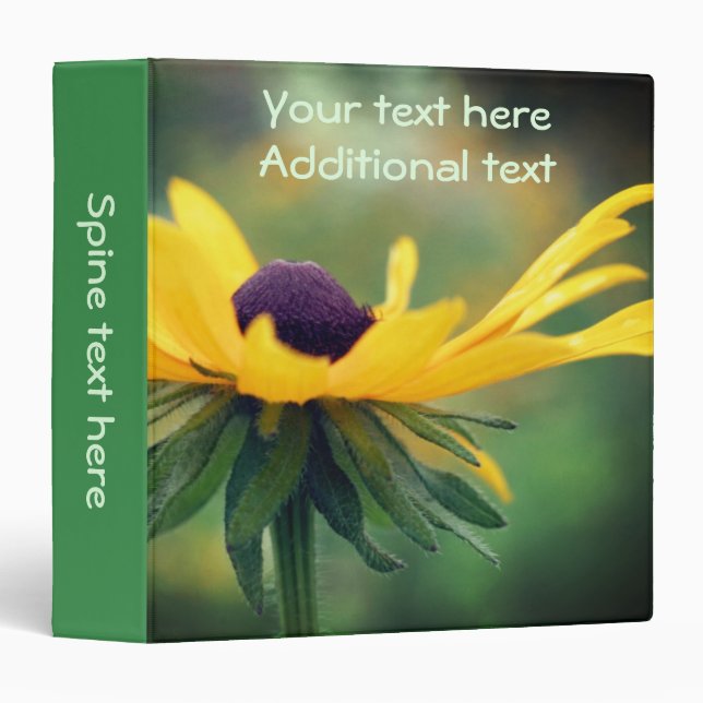Dreamy Black Eyed Susan Daisy Flower Personalized 3 Ring Binder (Front/Spine)