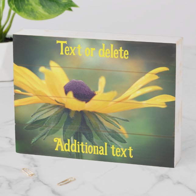Dreamy Black Eyed Susan Daisy Personalized Wooden Box Sign (In Situ Horizontal)