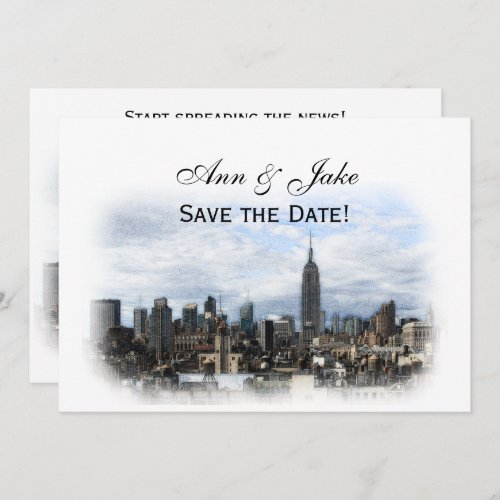 Dreamy Black NYC Skyline Save the Date H Invitation