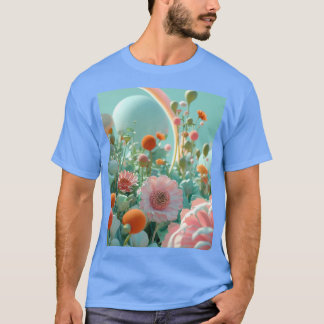 Dreamy Blossoms:Hypereal Pink Flower Field T-Shirt