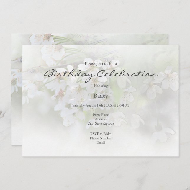 Dreamy Blossoms Invitation (Front/Back)