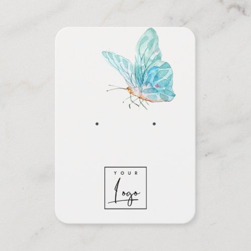 Dreamy Blue Aqua Butterfly Logo Earring Display Business Card