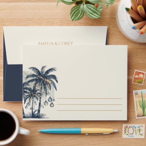 Dreamy Blue Beach Wedding Envelope