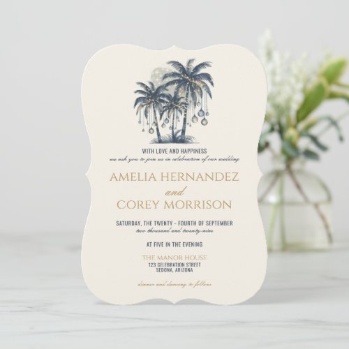 Dreamy Blue Beach Wedding Invitation