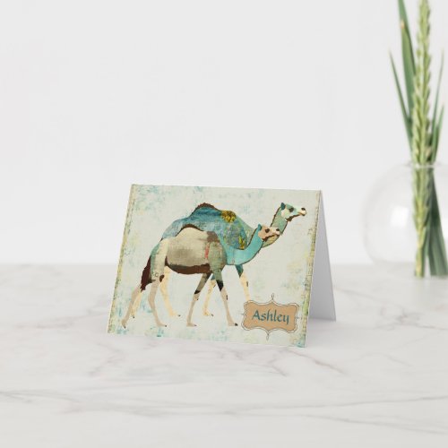 Dreamy Blue Camels Notecard