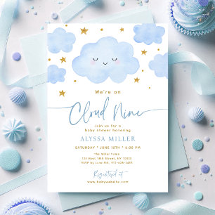 Dreamy Blue Cloud Nine Baby Shower Invitation