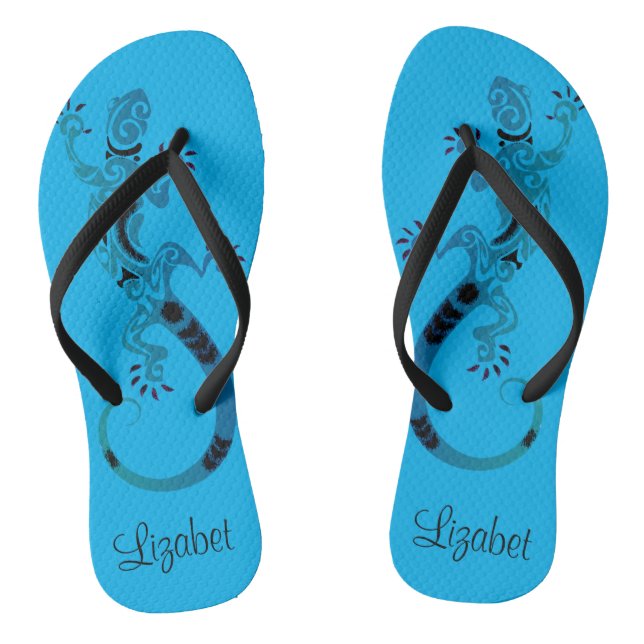 Dreamy Blue Gecko  Flip Flops (Footbed)