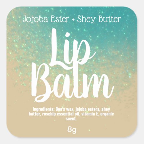 Dreamy Blue Glitter On Kraft Lip Balm Labels