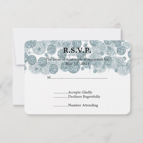 Dreamy Blue Glitter Wedding RSVP