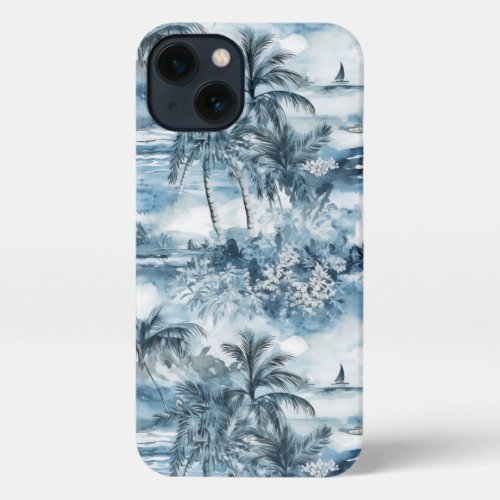 Dreamy Blue Hawaiian Palms iPhone Case