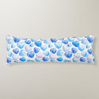 Dreamy Blue Heart Watercolor Body Pillow