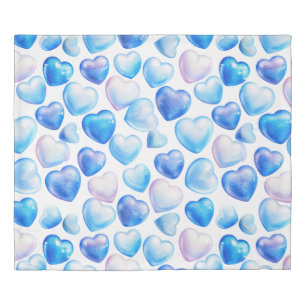 "Dreamy Blue Heart Watercolor Duvet – King Size" Cover
