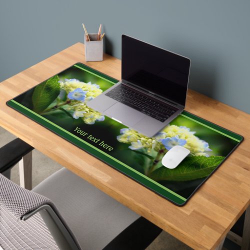 Dreamy Blue Hydrangea Flower Personalized Desk Mat