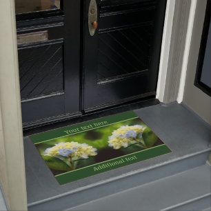 Dreamy Blue Hydrangea Flower Personalized Doormat