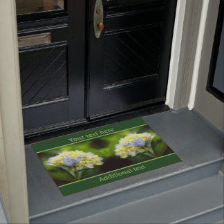 Dreamy Blue Hydrangea Flower Personalized Doormat