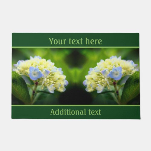 Dreamy Blue Hydrangea Flower Personalized Doormat