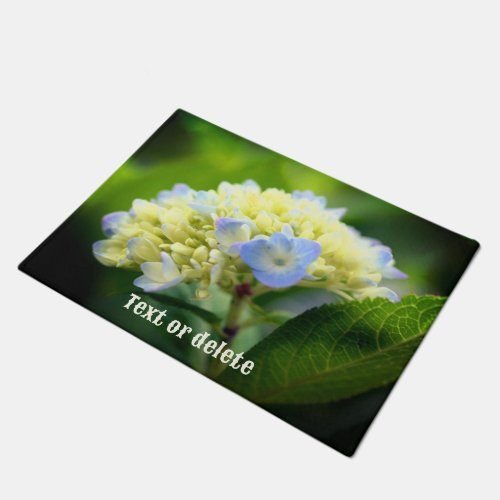 Dreamy Blue Hydrangea Flower Personalized Doormat