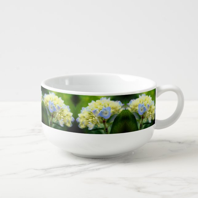 Dreamy Blue Hydrangea Flower Soup Mug (Left)