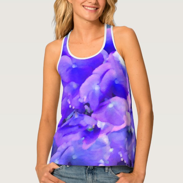 *~* Dreamy Blue Lavender Pink Hydrangea Tank Top (Front)