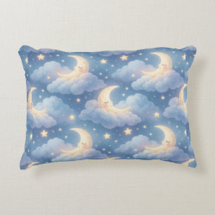 ☁️ Dreamy Blue Moon Cloud Celestial Style 🌙 Accent Pillow