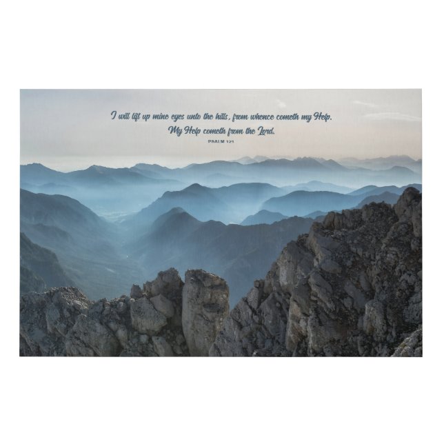 Dreamy Blue Mountains Psalm 121 Quote Faux Canvas (Front)