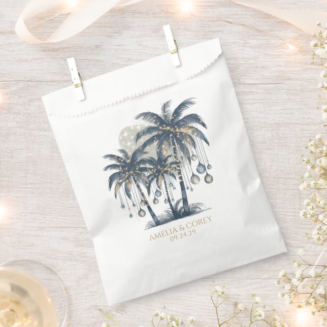 Dreamy Blue Palm Trees Favor Bag (Clipped)