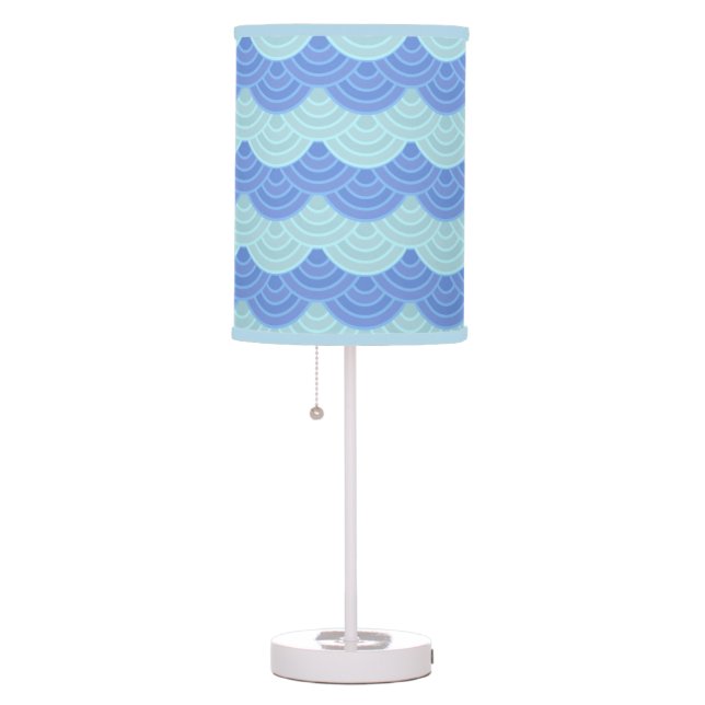 Dreamy Blue Scalloped Waves Table Lamp (Right)