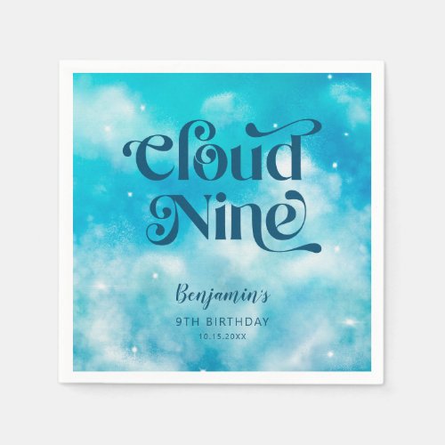 Dreamy Blue Sky Cloud Nine Birthday Party Napkins