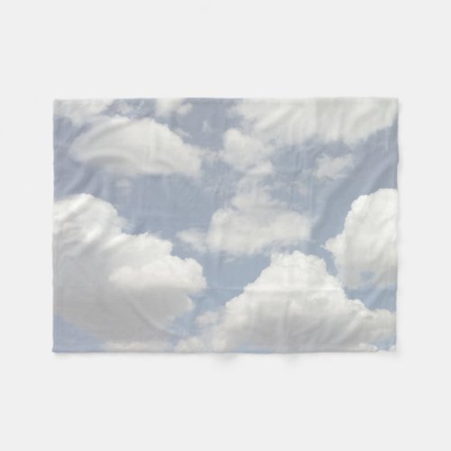 Dreamy Blue Sky with Puffy White Clouds Fleece Blanket