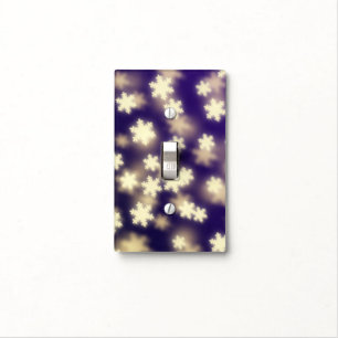 Dreamy Blue Snowflake Bokeh Lights Light Switch Cover
