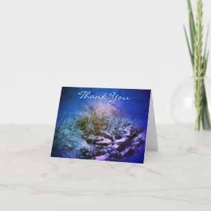 Dreamy Blue Stream Art Customizable Thank You Card