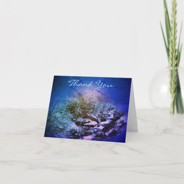 Dreamy Blue Stream Art Customizable Thank You Card (Front)