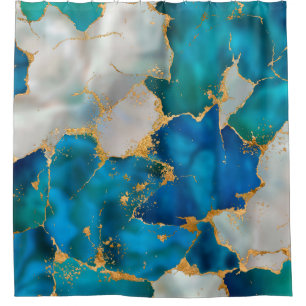 Dreamy Blue, Teal, pearl and Gold Shower Curtain