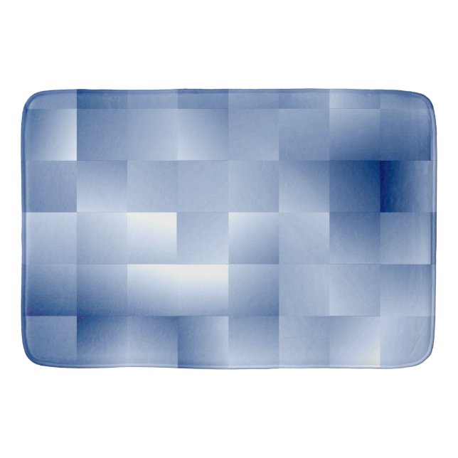 Dreamy Blue Tones in a Square Pattern Bath Mat (Front)
