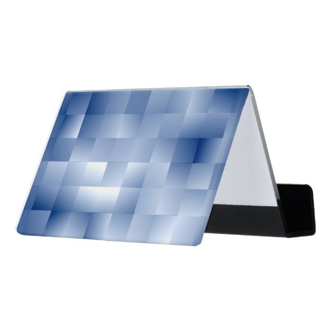 Dreamy Blue Tones in a Square Pattern Desk Business Card Holder (Angled Back)