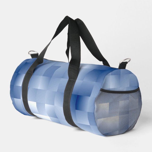 Dreamy Blue Tones in a Square Pattern Duffle Bag (Right Corner)