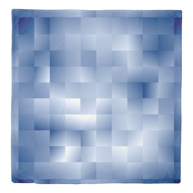 Dreamy Blue Tones in a Square Pattern Duvet Cover (Front)
