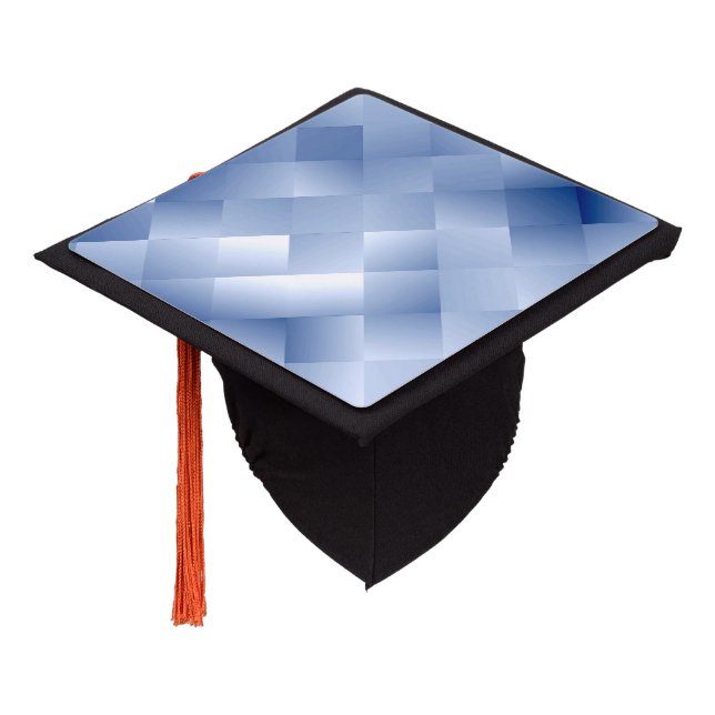 Dreamy Blue Tones in a Square Pattern Graduation Cap Topper (Angled)