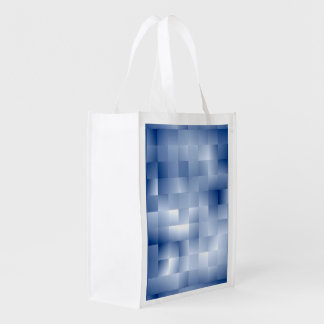 Dreamy Blue Tones in a Square Pattern Grocery Bag