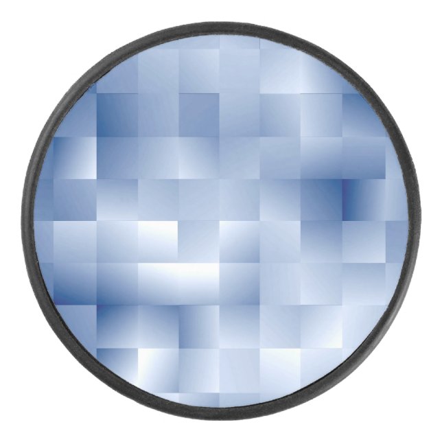 Dreamy Blue Tones in a Square Pattern Hockey Puck (Front)