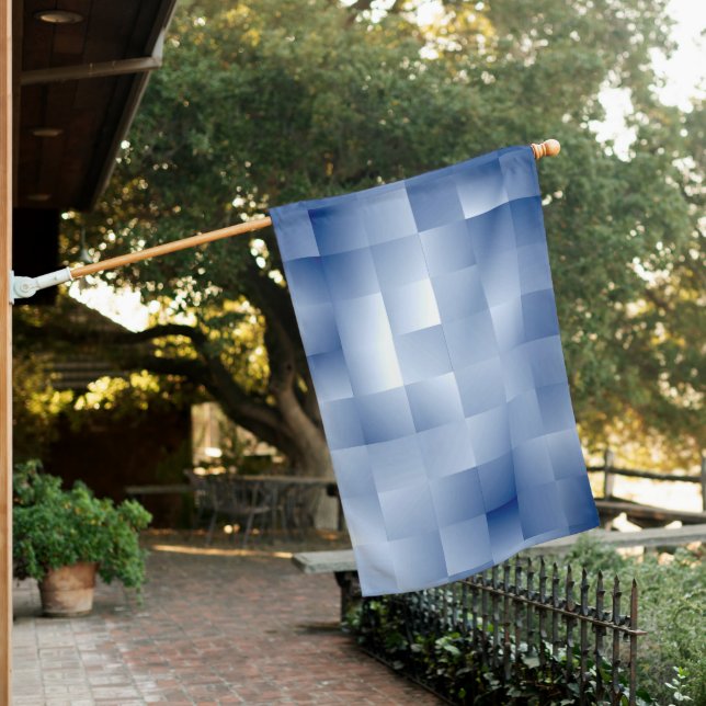 Dreamy Blue Tones in a Square Pattern House Flag (In SItu)