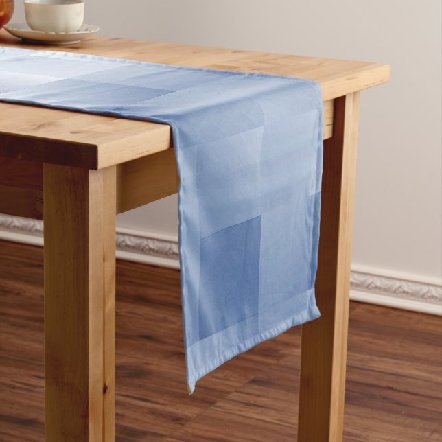 Dreamy Blue Tones in a Square Pattern Long Table Runner (In Situ)