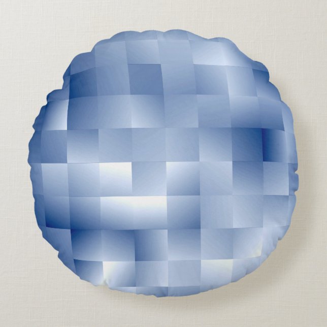 Dreamy Blue Tones in a Square Pattern Round Pillow (Front)