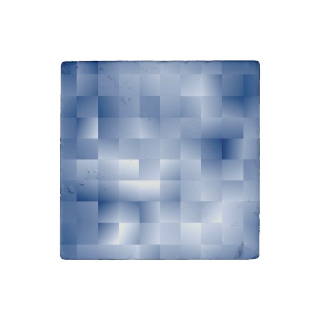 Dreamy Blue Tones in a Square Pattern Stone Magnet (Front)