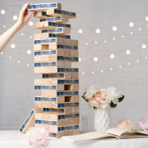 Dreamy Blue Tones in a Square Pattern Topple Tower