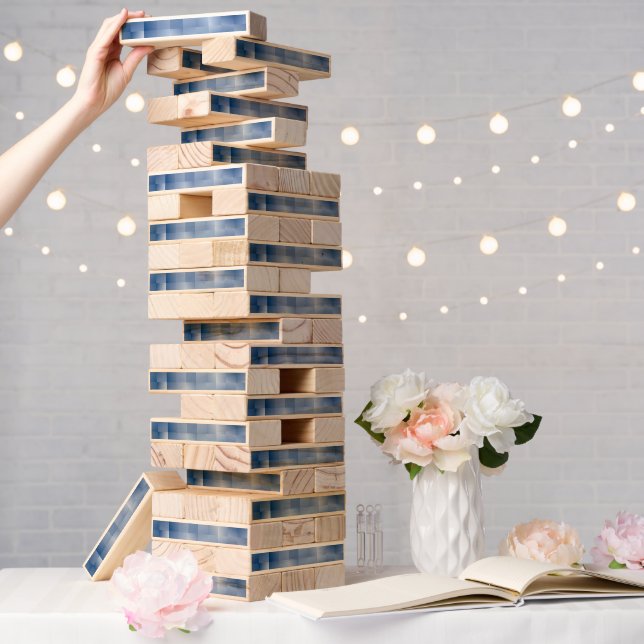 Dreamy Blue Tones in a Square Pattern Topple Tower (Wedding)