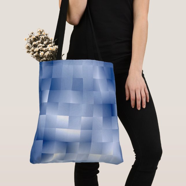 Dreamy Blue Tones in a Square Pattern Tote Bag (Close Up)