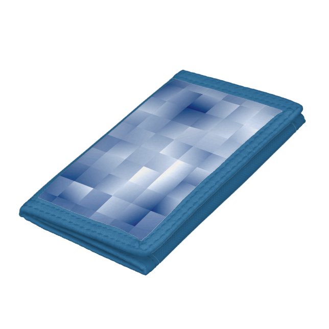 Dreamy Blue Tones in a Square Pattern Trifold Wallet (Bottom)