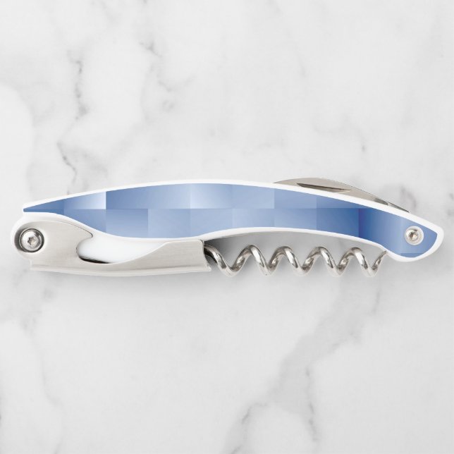 Dreamy Blue Tones in a Square Pattern Waiter's Corkscrew (Front)