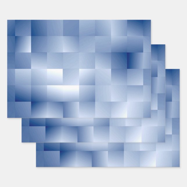 Dreamy Blue Tones in a Square Pattern Wrapping Paper Sheets (Set)